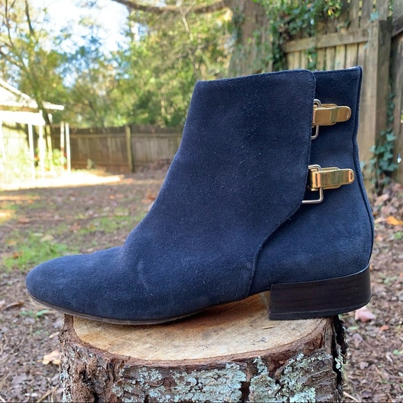 Chloe Double-Buckle Blue Suede Ankle Boots 36 - Picture 9 of 16